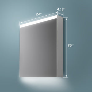 24\'\'x 30\'\'LED Lighted Bathroom Medicine Cabinet with Mirror, Surface Lighted Medicine Cabinet,Dimmable,Adjustable Shelves,Intelligent Switch Medicine Cabinet, Aluminum Frame, Left opening door