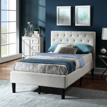 Load image into Gallery viewer, Upholstered Linen Platform Bed, Twin Size, Beige

