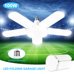 LED Garage Light Deformable E26/E27 Garage Lights LED 8000LM 100W Ceiling Light LED Adjustable Light Garage Light with 5 Panels