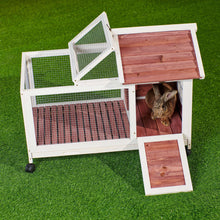 Load image into Gallery viewer, Wooden Rabbit Hutch 40.7&quot; L x 23.4&quot; W x 30&quot; H, Bunny Cage with 4 Wheels, Auburn
