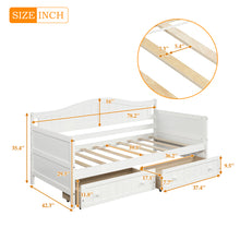 Load image into Gallery viewer, Twin Wooden Daybed with 2 drawers, Sofa Bed for Bedroom Living Room,No Box Spring Needed,White
