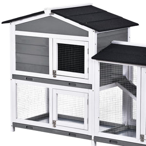 TOPMAX Upgraded Pet Rabbit Hutch Wooden House Chicken Coop for Small Animals, Gray