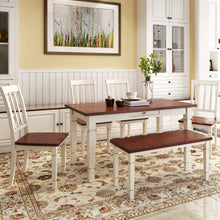 Load image into Gallery viewer, TREXM Stylish Wooden Furniture Kitchen Table Set 6-Piece with Ergonomically Designed Chairs (Brown+Cottage White)
