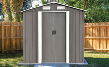 Load image into Gallery viewer, TOPMAX Patio 6ft x4ft Bike Shed Garden Shed, Metal Storage Shed with Lockable Door, Tool Cabinet with Vents and Foundation for Backyard, Lawn, Garden, Gray
