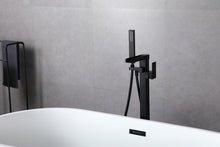 Load image into Gallery viewer, Bathtub Faucet Waterfall Tub Filler Floor Mount Brass Single Handle Bathroom Faucets with Hand Shower

