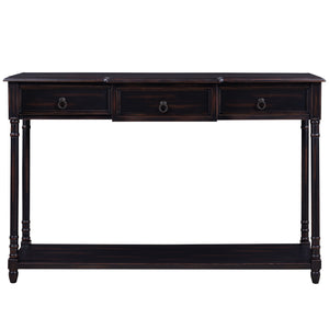 TREXM Console Table Sofa Table with Drawers for Entryway with Projecting Drawers and Long Shelf (Espresso)