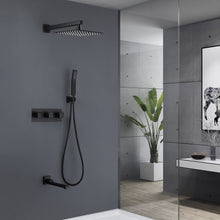 Load image into Gallery viewer, TrustMade 3 Function Temperature Control Complete Shower System with Rough-in Valve, 12 inches Black - 3W01
