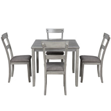 Load image into Gallery viewer, TREXM 5 Piece Dining Table Set Industrial Wooden Kitchen Table and 4 Chairs for Dining Room (Light Grey)
