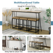 Load image into Gallery viewer, TOPMAX Updated 4 Pieces Counter Height Extra Long Dining Table Set with 3 PU Stools Bar Kitchen Table Set Console Table,Brown Table+Beige Stool
