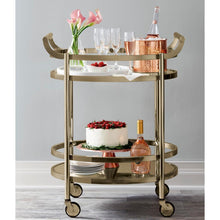 Load image into Gallery viewer, ACME Lakelyn Serving Cart, Rose Gold &amp; Clear Glass 98192
