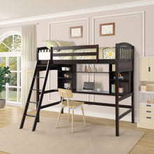 Load image into Gallery viewer, Twin size Loft Bed with Storage Shelves, Desk and Ladder, Espresso(old  SKU: LP000040PAA,LP000040AAP)
