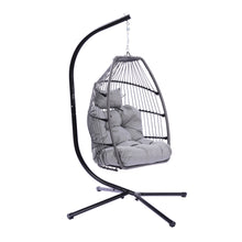 Load image into Gallery viewer, Outdoor Patio Wicker Folding Hanging Chair,Rattan Swing Hammock Egg Chair With Cushion And Pillow
