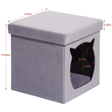 Load image into Gallery viewer, Velvet Folding Pet Ottoman,Footrest Stool with Cat Bed
