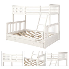 Load image into Gallery viewer, Twin-Over-Full Bunk Bed with Ladders and Two Storage Drawers (White)
