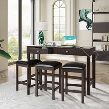 Load image into Gallery viewer, TOPMAX 4-Piece Counter Height Table Set with Socket and Leather Padded Stools, Espresso
