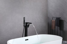 Load image into Gallery viewer, Bathtub Faucet Waterfall Tub Filler Floor Mount Brass Single Handle Bathroom Faucets with Hand Shower
