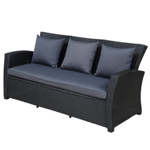 Load image into Gallery viewer, U_STYLE Outdoor Patio Furniture Set 4-Piece Conversation Set Black Wicker Furniture Sofa Set with Dark Grey Cushions
