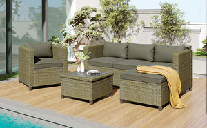 U_STYLE Outdoor, Patio Furniture Sets, 5 Piece Conversation Set Wicker Rattan Sectional Sofa with Seat Cushions