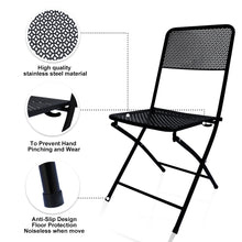 Load image into Gallery viewer, 3-Piece Patio Bistro Set, Metal Folding Outdoor Patio Furniture Sets, Stainless Steel Patio Conversation Set with Folding Patio Round Table and Chairs for Yard, Garden or Balcony
