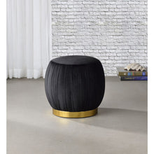 Load image into Gallery viewer, ACME Zinnia Ottoman, Black Velvet &amp; Gold 96449

