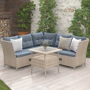TOPMAX Outdoor Patio 4-Piece All Weather PE Wicker Rattan Sofa Set with Adjustable Backs for Backyard, Poolside, Gray