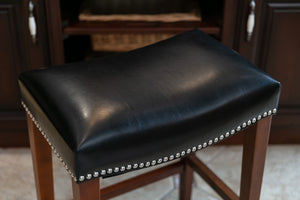 Black Leather Barstool 2 pcs Set