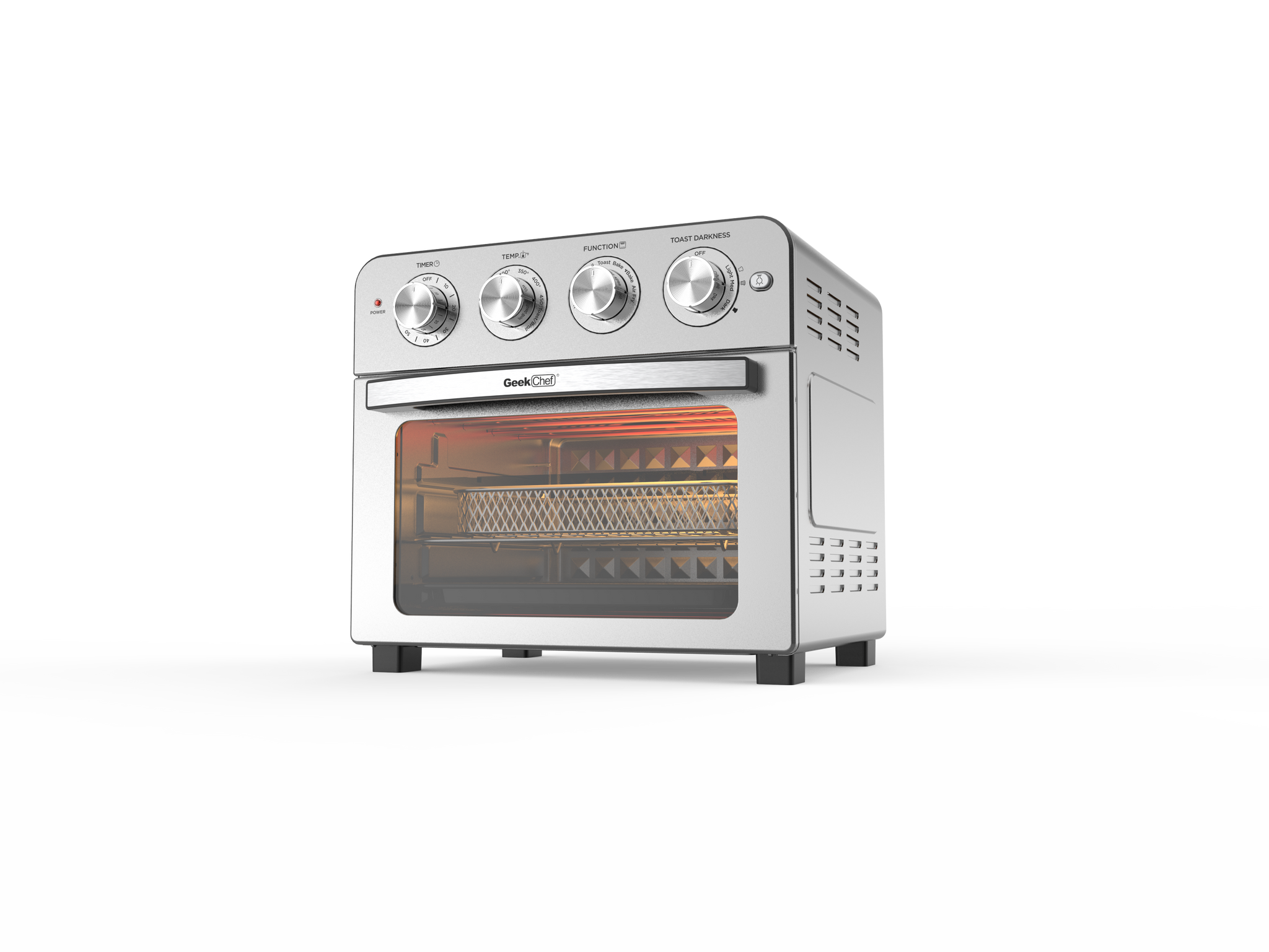 25 Quart Aluminum Countertop Air Fryer Convection Toaster Oven Combo Bake  1700W