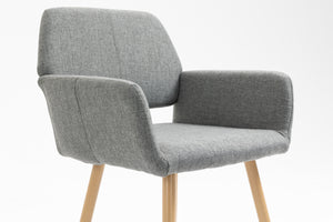 Fabric Upholstered Side Dining Chair with Metal Leg(Gray fabric+Beech Wooden Printing Leg),KD backrest