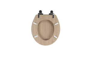 Round Toilet Seat, Premium Molded Wood Seat with Quiet-Close Hinges