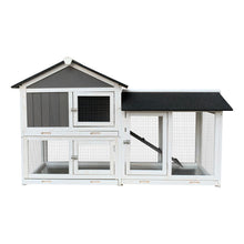 Load image into Gallery viewer, Removable Tray Ramp wooden outdoor rabbit hutch with running cage
