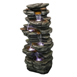 40 Inch Cascading Waterfall With LED Lights Soothing Tranquility For Home Garden