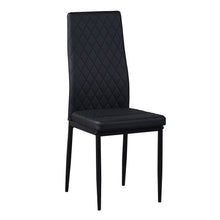 Load image into Gallery viewer, Black modern minimalist dining chair fireproof leather sprayed metal pipe diamond grid pattern restaurant home conference chair set of 6
