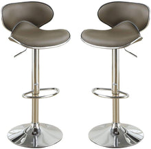 Load image into Gallery viewer, Espresso Faux Leather PVC Bar Stool Counter Height Chairs Set of 2 Adjustable Height Kitchen Island Stools
