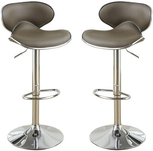 Espresso Faux Leather PVC Bar Stool Counter Height Chairs Set of 2 Adjustable Height Kitchen Island Stools