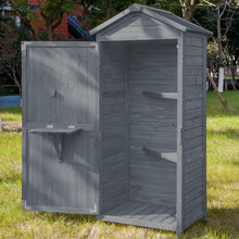 Load image into Gallery viewer, TOPMAX Outdoor Wooden Storage Sheds Fir Wood Lockers with Workstation,Gray
