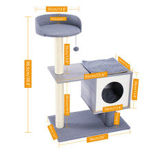 Load image into Gallery viewer, Modern Cat Tree Cat Tower Featuring with Sisal-Covered Scratching Posts, Spacious Condo and Large Perch for Small to Medium Cats
