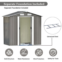 Load image into Gallery viewer, TOPMAX Patio 6ft x4ft Bike Shed Garden Shed, Metal Storage Shed with Lockable Door, Tool Cabinet with Vents and Foundation for Backyard, Lawn, Garden, Gray
