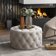Load image into Gallery viewer, [New] 29.5&quot;Wide Classic Button Tufted Velvet Round Ottoman Living Room Footrest Without Storage
