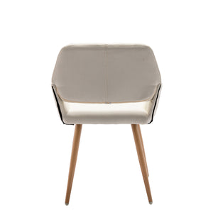 Hengming Small Modern Living Dining Room Accent Chairs Fabric Mid-Century Upholstered Side Seat Club Guest with Metal Legs Legs (Beige)