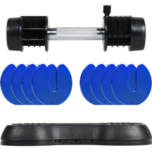 Load image into Gallery viewer, Adjustable Dumbbell 25 lbs with Fast Automatic Adjustable and Weight Plate for Body Workout Home Gym, blue, Note: Single

