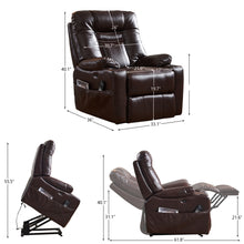 Load image into Gallery viewer, Large size Electric Power Lift Recliner Chair Sofa for Elderly, 8 point vibration Massage and lumber heat, Remote Control, Side Pockets and Cup Holders, cozy fabric, overstuffed arm, heavy duty 230LB
