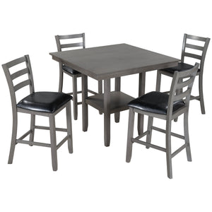 TREXM Set of 4 Wooden Counter Height Dining Chair with Padded Chairs, Gray
