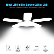Load image into Gallery viewer, LED Garage Light Deformable E26/E27 Garage Lights LED 8000LM 100W Ceiling Light LED Adjustable Light Garage Light with 5 Panels

