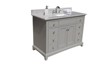 Load image into Gallery viewer, Montary 49 inches bathroom stone vanity top calacatta gray engineered marble color with undermount ceramic sink and 3 faucet hole with backsplash
