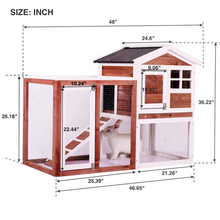 Load image into Gallery viewer, 48 in. Large Chicken Coop Wooden Rabbit Hutch Auburn and White
