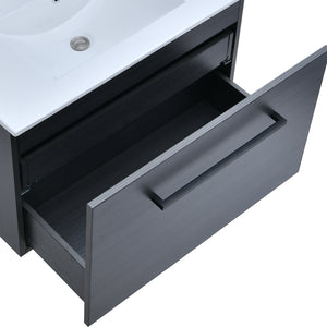 Wall-Mounted 32-inch Wide, Black Bathroom Vanity Cabinet Set