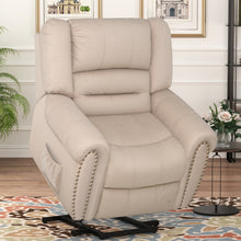 Load image into Gallery viewer, 【ONLY SELL TO PICK UP BUYER】TREXM Heavy-Duty Power Lift Recliner Chair with Built-in Remote and 2 Castors (Beige)
