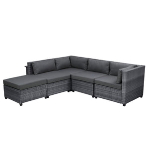 U_Style 8 Piece Rattan Sectional Seating Group with Cushions, Patio Furniture Sets, Outdoor Wicker Sectional