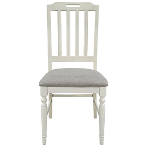 TOPMAX Farmhouse 4-Piece Padded Dining Chairs with High Back, Gray Fabric+White Frame