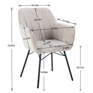 Hengming Dining Chairs, Modern Dining Room Chair  Tufted Accent Chair with Metal Legs for Living Room(Beige)